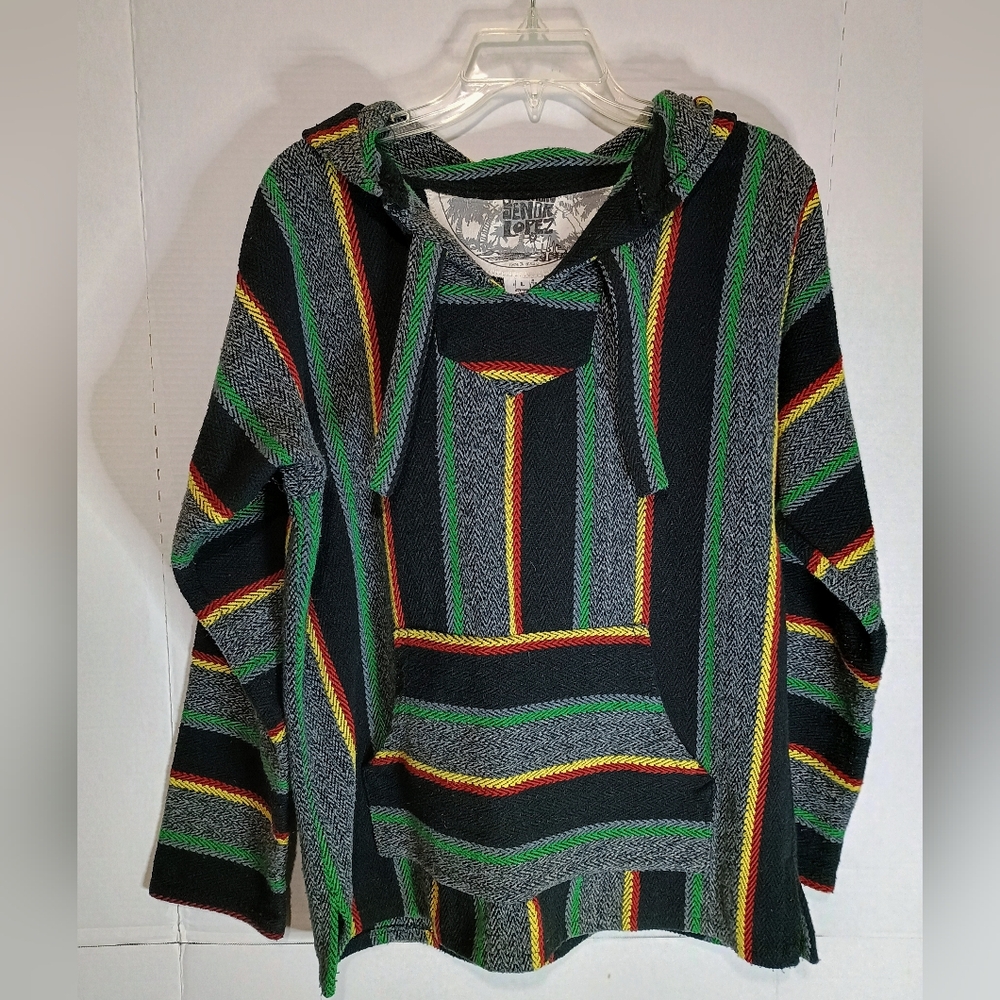 Original Senor Lopez Adult Black and Green Baja Hoodie Size Large